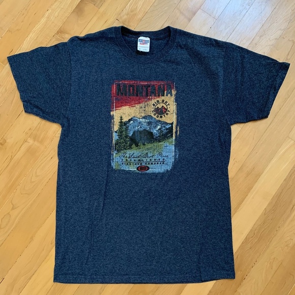 Montana Short Sleeve Blue Graphic T-Shirt Size Medium - Picture 1 of 4